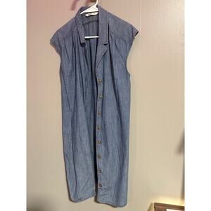 Old Navy Sleeveless Chambray Button-Front Denim Duster | Size Large *no belt*